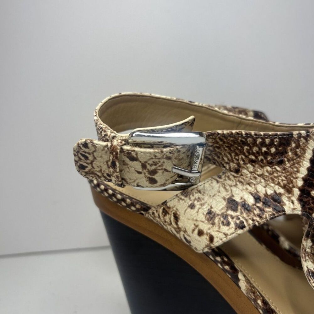 Michael Kors Snake Print Leather Wedge Heeled Sandals Designer Womens Like New - Picture 8 of 13